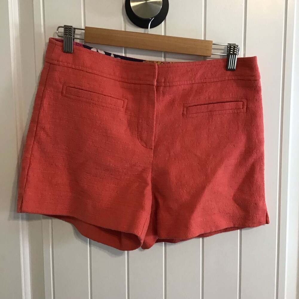 Trina Turk Red Coral Textured Tailored Shorts Size 6 Coral Summer Chic - Picture 2 of 11